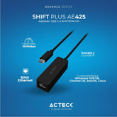 Adaptador USB-C Shift Plus AE425 Acteck Advanced Series Conector de salida USB tipo C -